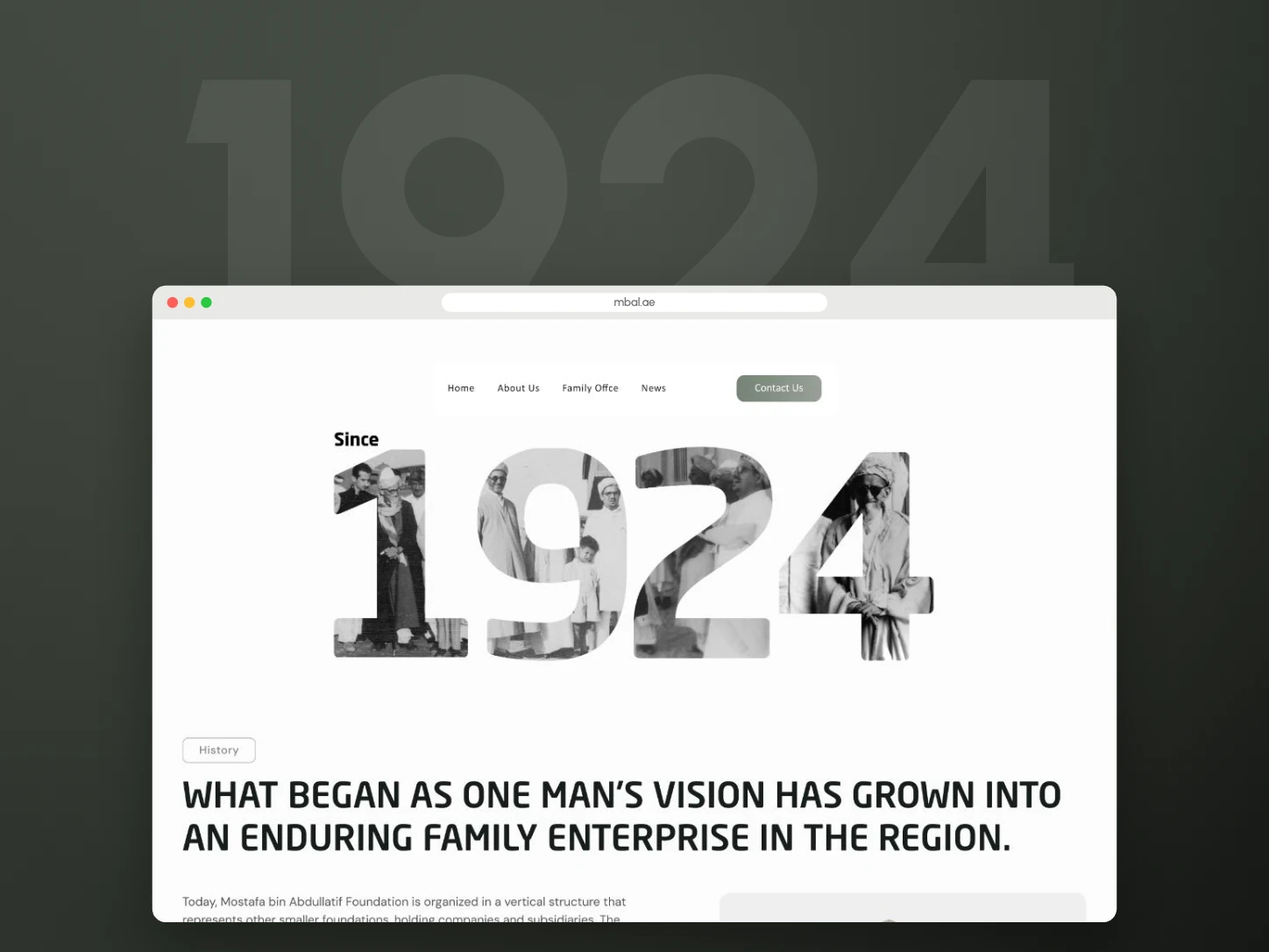 MBAL About page with a Since 1924 header built from archive photos